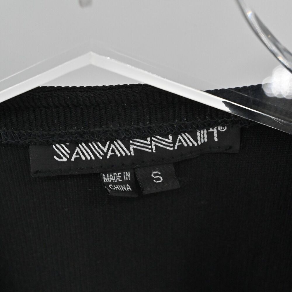 Vtg SAVANNAH Vest Womens Sz S Black Leather Combo‎ Zip Up Sleeveless Biker Retro - Picture 8 of 12